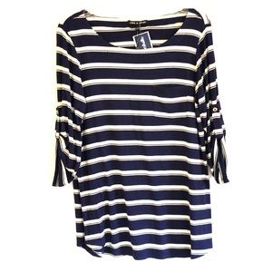 Cable & Gauge navy and white striped top
